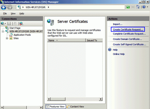 Generar un CSR en IIS7