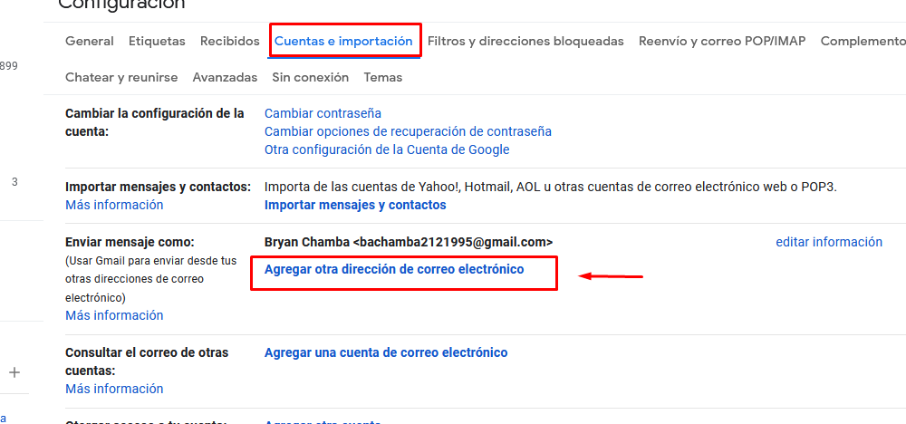 agregar cuenta de correo electonico