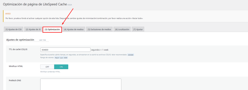 Optimización de Página de LiteSpeed