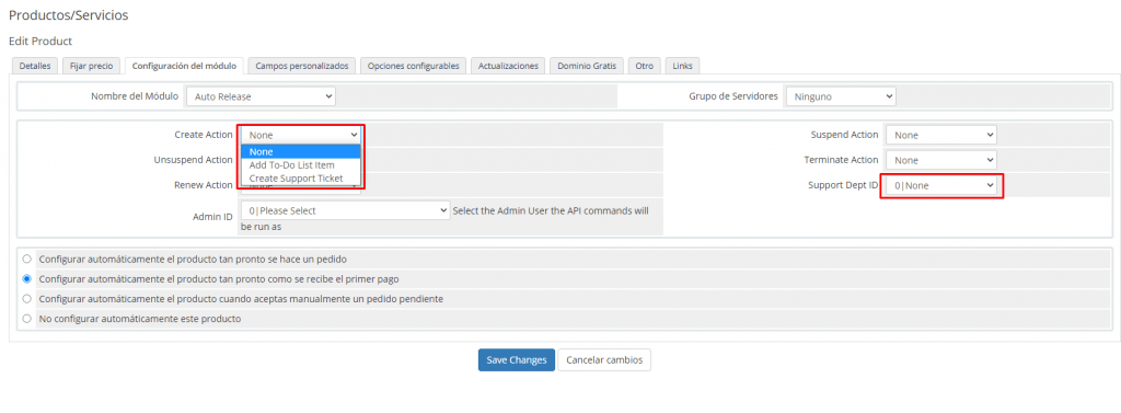 Modulo Auto Release WHMCS