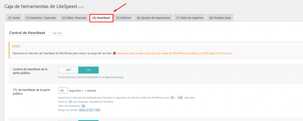 Herramientas de LiteSpeed Cache