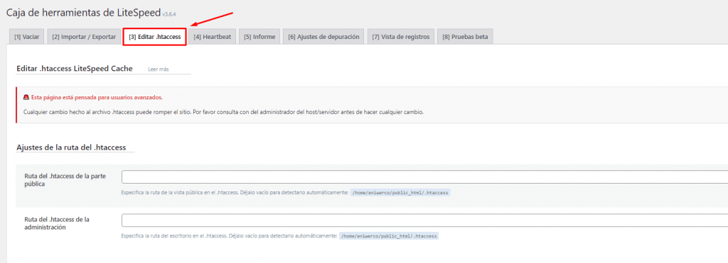 Herramientas de LiteSpeed Cache
