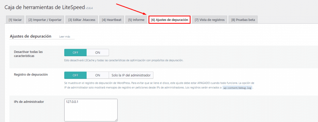 Herramientas de LiteSpeed Cache