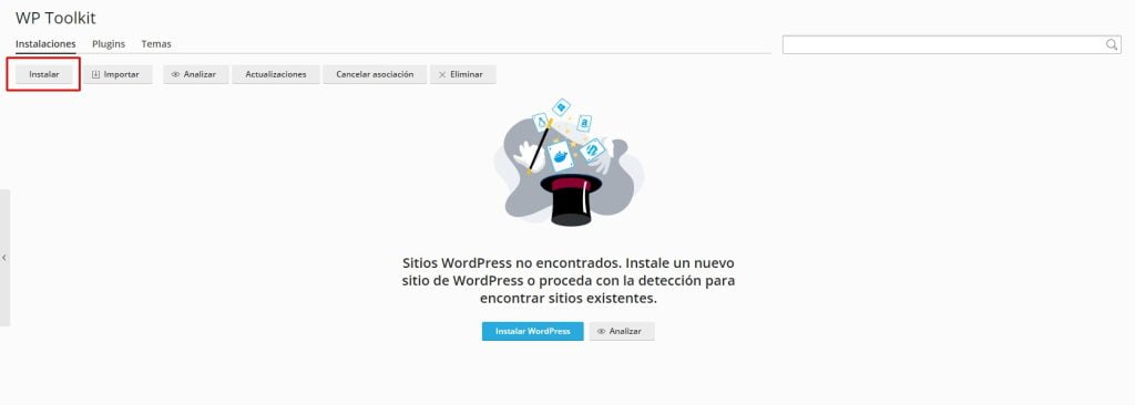 Instalar WordPress desde WordPress Toolkit