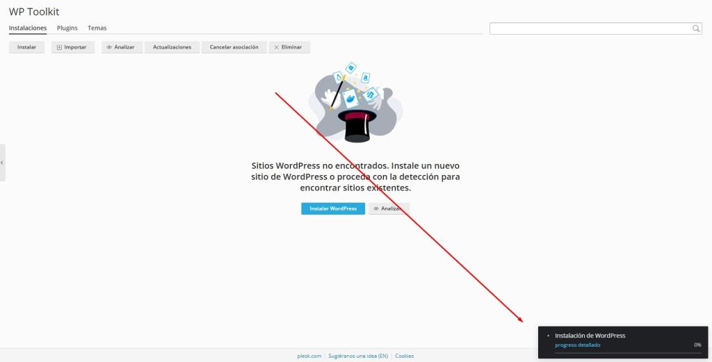 Instalar WordPress desde WordPress Toolkit