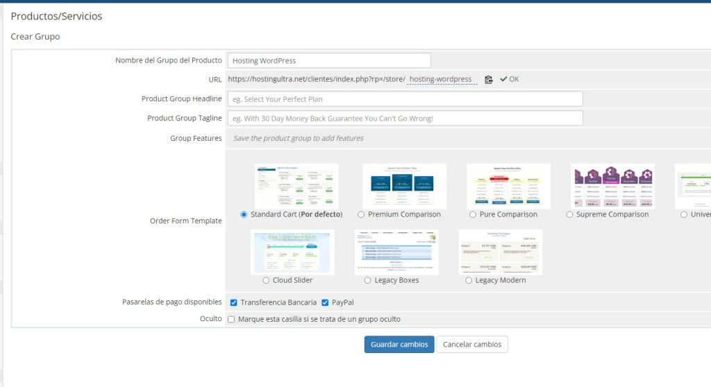 Pasos para configurar hosting con WordPress preinstalado con WHMCS