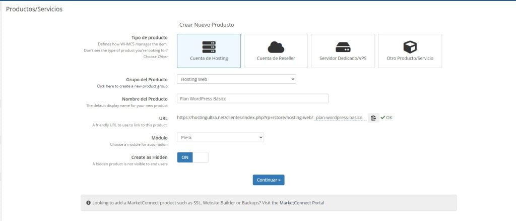 Pasos para configurar hosting con WordPress preinstalado con WHMCS