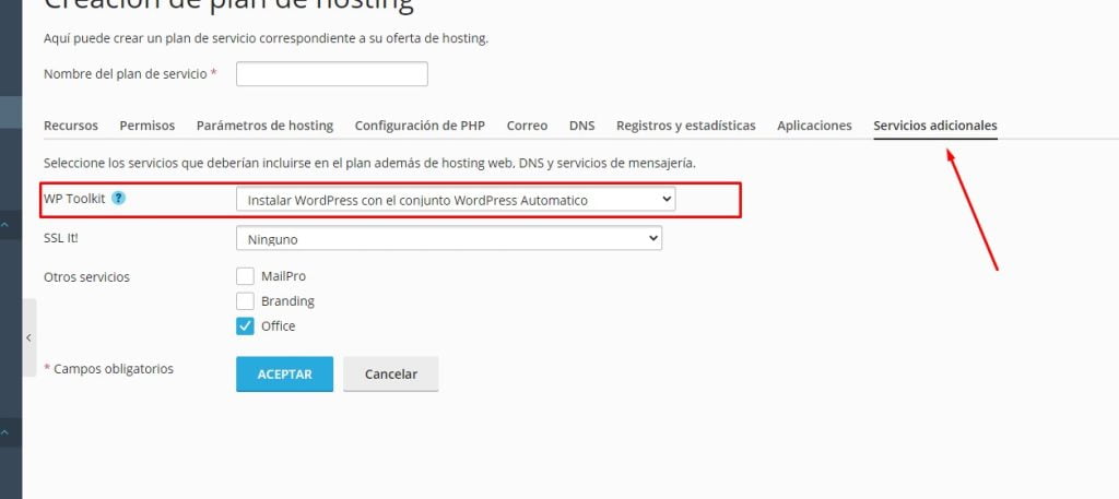 Pasos para crear planes de hosting con WordPress preinstalado utilizando WordPress Toolkit