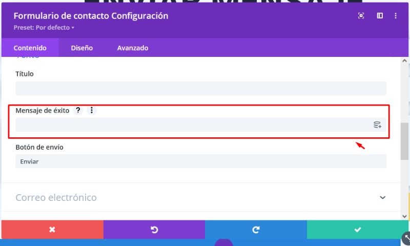 añada un mensaje de exito