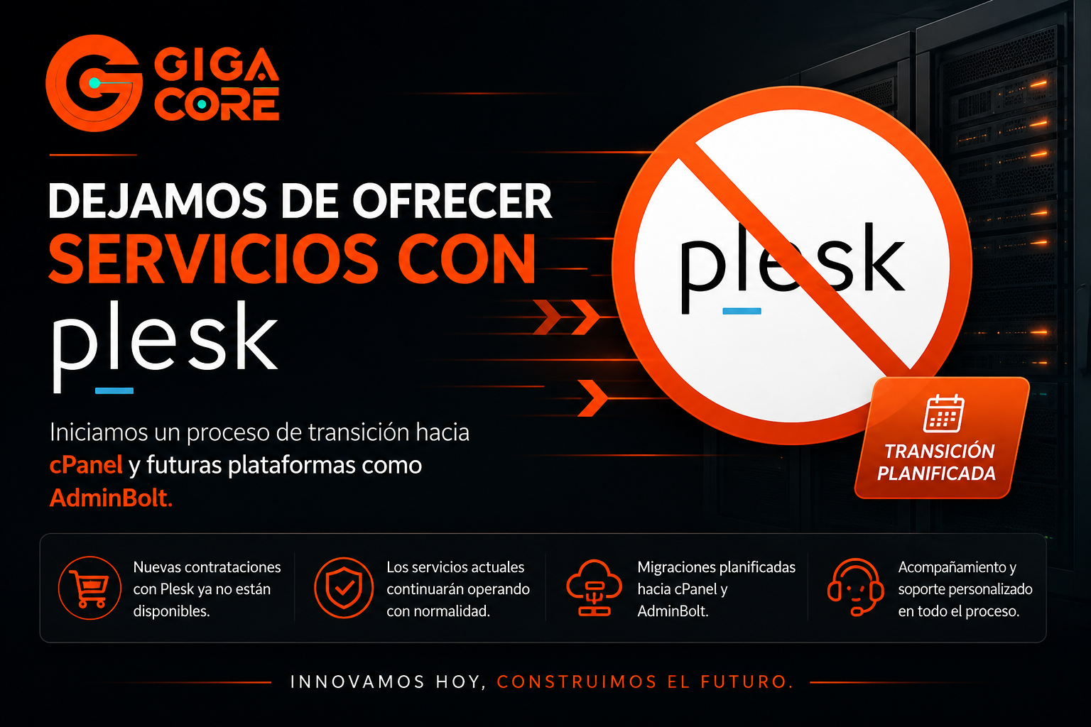 Gigacore deja de comercializar servicios de Plesk