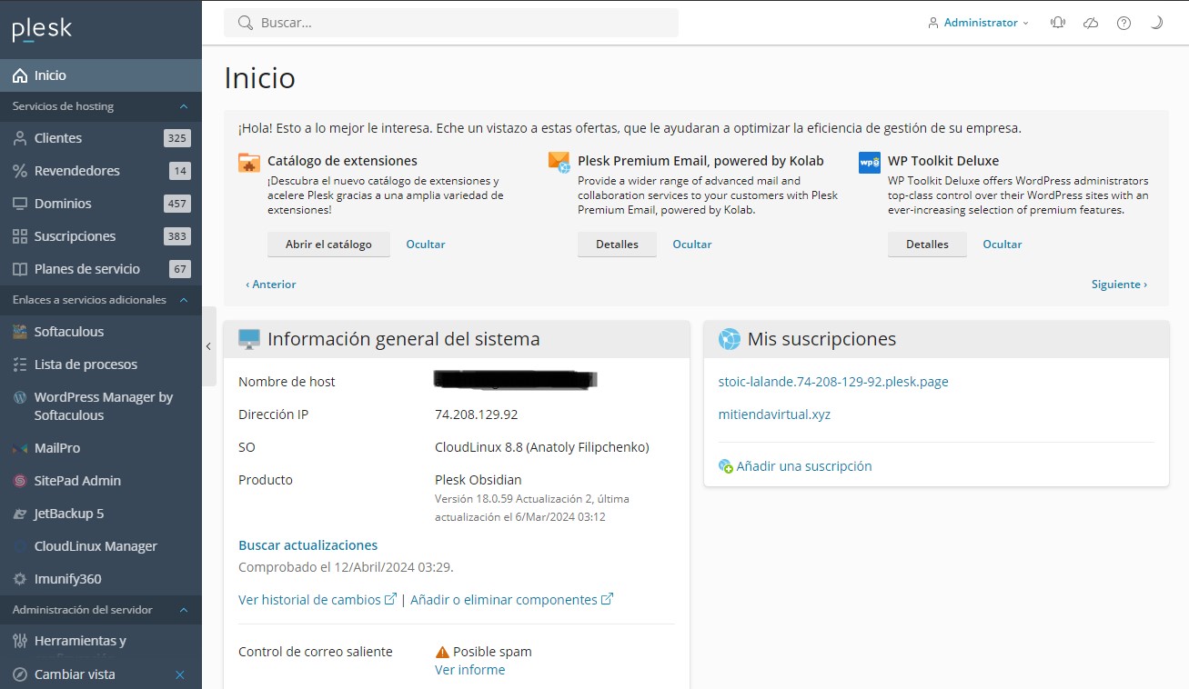 Servidor VPS con Plesk | Gigacore - Plesk