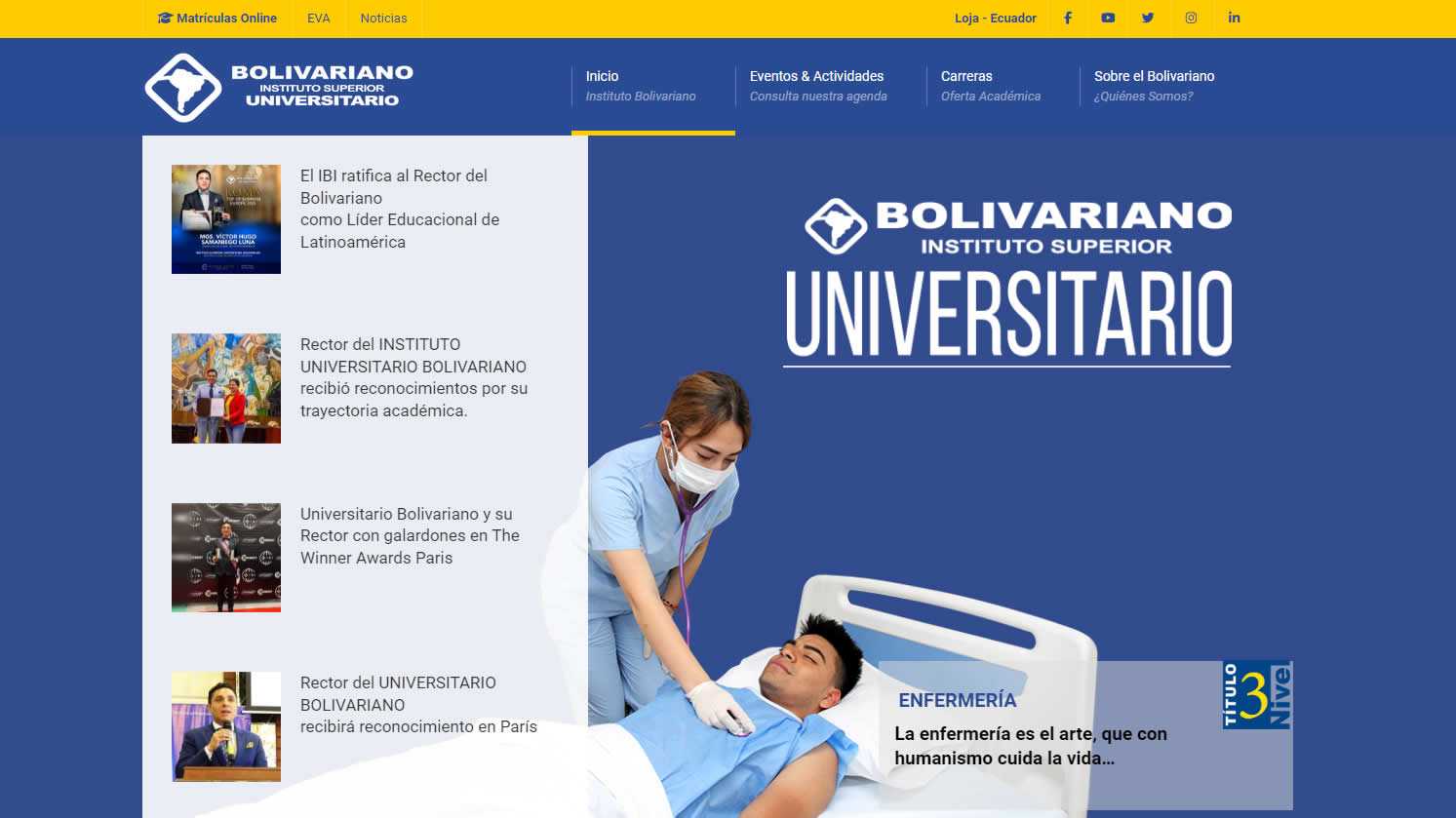 Captura del proyecto Tecnológico Bolivariano en el portafolio de Gigacore