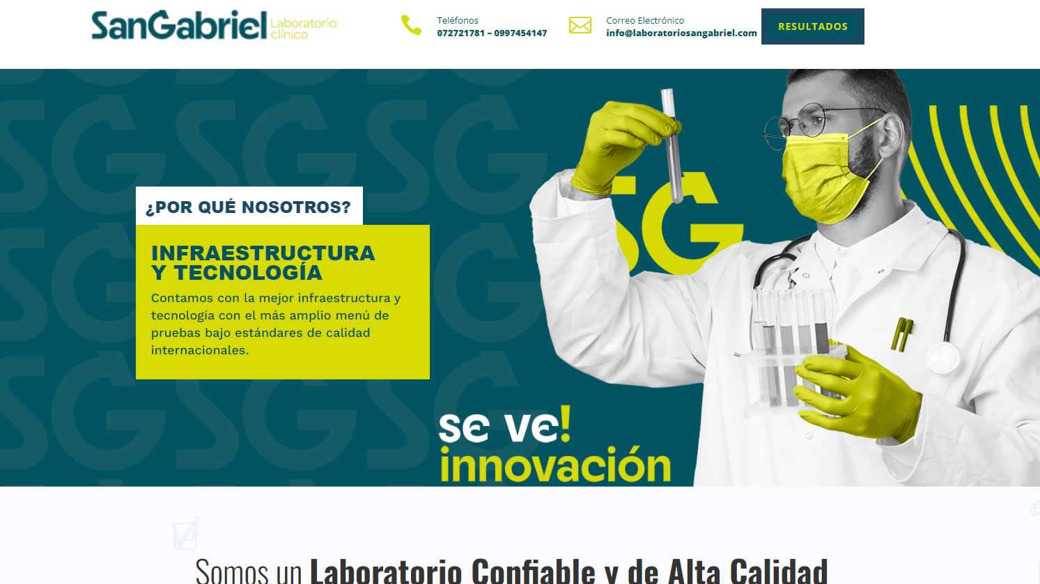 Captura del proyecto Laboratorio San Gabriel en el portafolio de Gigacore